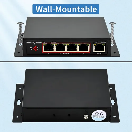Vista 6 de Extensor PoE de red Gigabit de 60 W, extensor Ethernet CENTROPOWER con interruptor PoE+ de 4 puertos compatible con IEEE 802.3 af/at