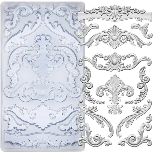 Vista 27 de Moldes de arte para arcilla polimérica, arcilla que se seca al aire, yeso, resina epoxi, fondant, decoración de pasteles, 3 molduras decorativas