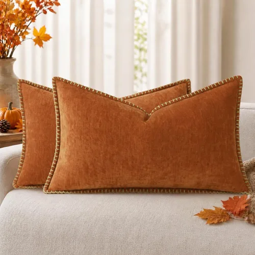 Vista 50 de decorUhome Juego de 2 fundas de almohada de felpilla suave y acogedora de otoño de 12 x 12 pulgadas, fundas decorativas modernas de terciopelo Aqua