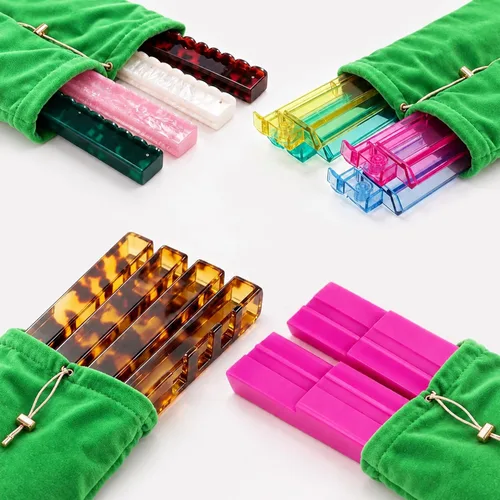 Vista 3 de Mahjong - Bolsa con 4 divisores para estantes Mahjong de 16 a 20 Verde