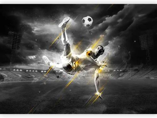 Vista 18 de artgeist Mural de pared Fútbol de 77 x 55 pulgadas, papel tapiz autoadhesivo extraíble, gran calcomanía, decoración de pared, diseño de imagen