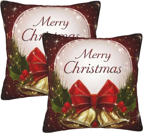 Vista 35 de Fundas de Almohada Flor de Pascua Dorada Copo de Nieve Navidad Xmas Juego de 2 Fundas de Almohadas Cuadradas Funda de Cojín Fundas de Almohadas