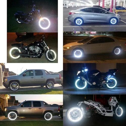 Vista 6 de customTAYLOR33: cinta reflectora de alta intensidad de seguridad para llantas, blanca/plateada/cromada (debe seleccionar el tamaño de llanta)