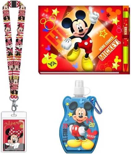 Vista 2 de Autograph Book 2022 y bolígrafo, cordones para niños y botella de agua de Mickey