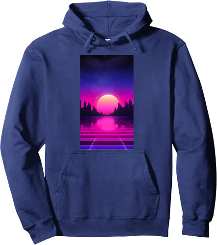 Vista 6 de Retrowave Vaporwave Synthwave - Sudadera con capucha estilo años 80, Negro
