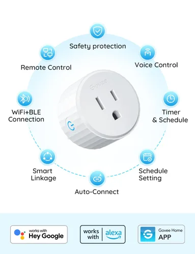 Vista 7 de Govee Enchufe inteligente, salida WiFi compatible con Alexa y Google Assistant, mini enchufes inteligentes para el hogar con función de temporizador