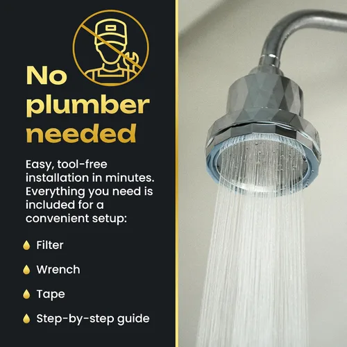 Vista 5 de Ducha con filtro interno – Kit con 3 ablandadores de agua de alta presión para agua dura – Incluye filtros reemplazables y kits de fácil instalación