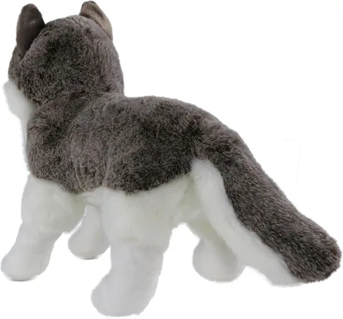 Vista 5 de Ice King Bear Peluche realista de lobo siberiano, juguete de peluche, 14 pulgadas de longitud (de pie)