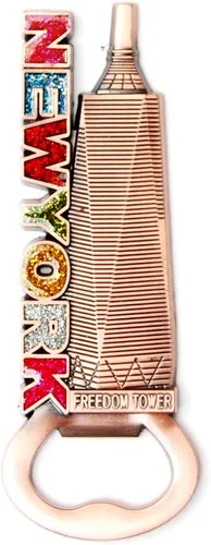 Vista 2 de El color puede variar. NYC Skyline Opener New York Souvenir Metal Nevera NY Magnet - Imán de metal (paquete de 1)