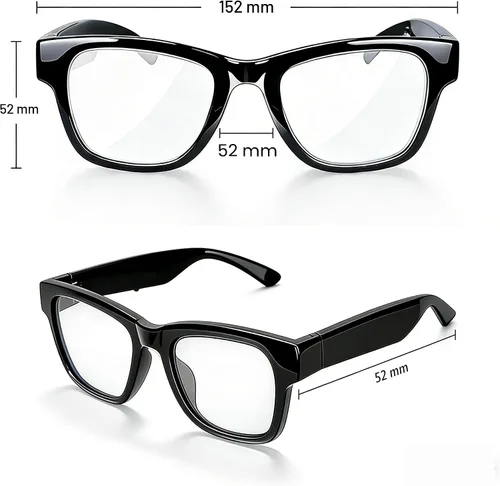 Vista 7 de Lentes inteligentes AI con GPT de chat, gafas Bluetooth con 164 idiomas para hombres y mujeres, reproducción de música y llamadas manos libres Negro