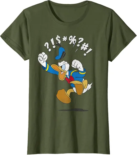 Vista 52 de Disney Mickey And Friends - Camiseta vintage de Donald Duck Angry Jump, Negro
