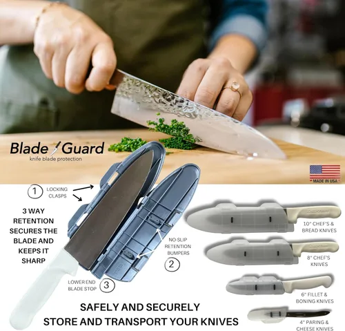 Vista 4 de Blade Guard™ Protector de hoja de cuchillo de cocina con bloqueo (gris, 6 pulgadas)