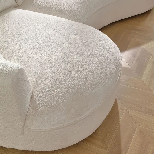 Vista 7 de Sofá curvado de tela Boucle de 124.8 pulgadas, sofá tapizado contemporáneo seccional de 4 asientos para sala de estar y oficina, diván izquierdo