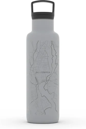 Vista 199 de Well Told Botella de agua aislada con mapa de Washington DC grabado, botella de acero inoxidable grabada (21 onzas, blanco) botella aislada de mapa