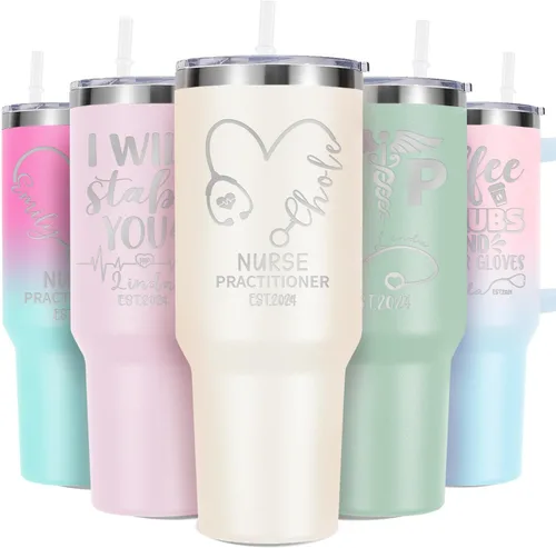 Vista 14 de Regalos de enfermera para mujeres, vaso de vino personalizado de 20 onzas con nombre, título de trabajo y fecha, regalos de enfermera, enfermeras