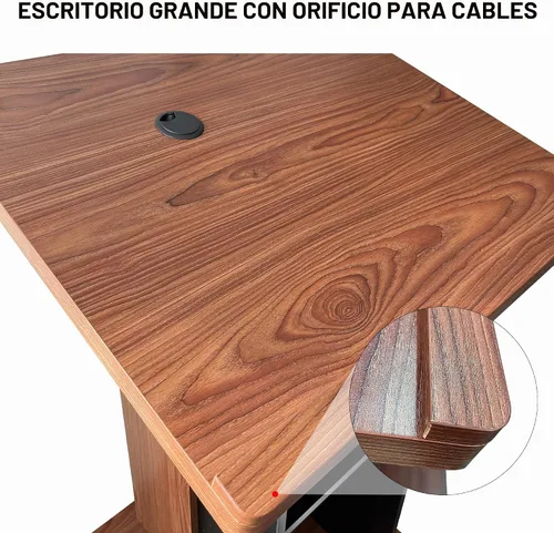 Vista 3 de Podio de Madera Personalizable, Atril de Madera, Tablero de Partículas de 15MM, Diseño Elegante con Almacenamiento, Ruedas con Candado, Espacio