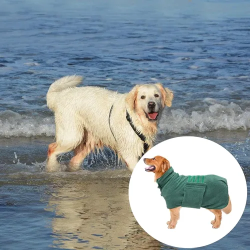 Vista 5 de Geyecete Pineapple Grid - Toalla de baño súper absorbente para perros y gatos, de secado rápido, color verde, talla XS