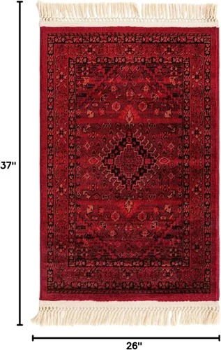 Vista 2 de Unique Loom Tekke Collection - Alfombra de área Sheibani (2' 2" x 3' 1", rectangular, rojo/negro)