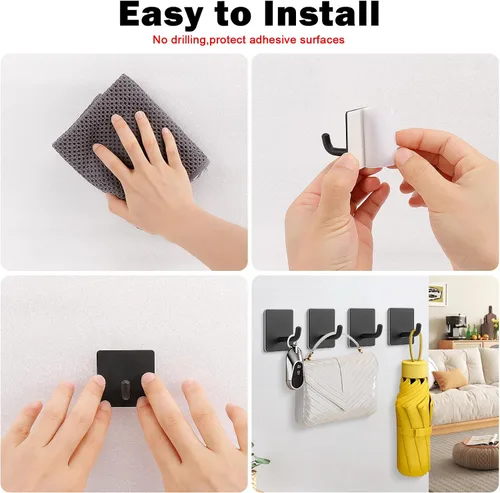 Vista 5 de Livabber Ganchos adhesivos para toallas, ganchos de pared autoadhesivos de acero inoxidable 304, ganchos de ducha impermeables para bata/ropa