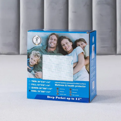Vista 6 de Protector de colchón impermeable de bambú con cremallera, hipoalergénico de alta calidad, con tela de enfriamiento, bolsillo profundo, elástico