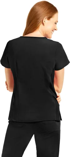 Vista 2 de Olive & Co. Camisas médicas para mujer - Black Modern Slim Fit & V-cuello estilo top