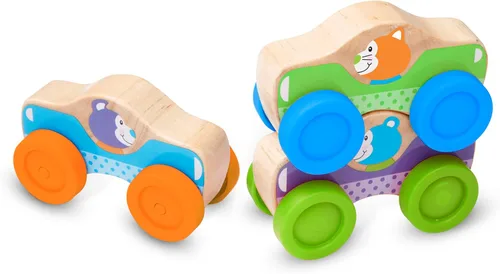 Vista 9 de Melissa & Doug First Play - Cochecitos de madera apilables de animales (3 piezas)