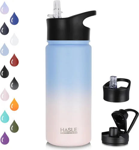 Vista 25 de HASLE OUTFITTERS Botella de agua aislada de 16 onzas para niños, botella de agua de acero inoxidable de doble pared al vacío, a prueba de fugas