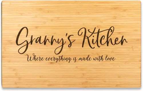 Vista 13 de Andaz Press Tabla de cortar grande de madera de bambú, 17.75 x 11 pulgadas, Aunt's Kitchen Where Everything is Made With Love, 1 paquete, tabla