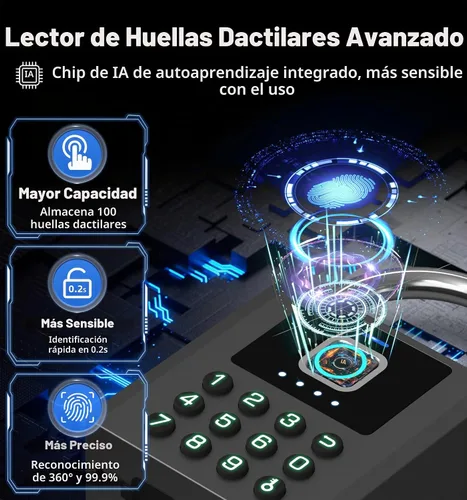 Vista 7 de Anweller Candado de huellas dactilares resistente con llave, bloqueo de almohadilla con teclado de código, resistente a la intemperie, inteligente