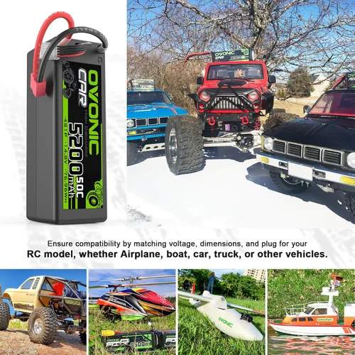 Vista 5 de OVONIC 4S Lipo Batería 14.8V 5200mAh 50C Hardcase Lipo Batería con T Plug