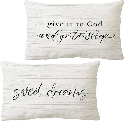 Vista 4 de Sidhua Decoración de funda de almohada con temática de sueño para el hogar, funda de almohada de casa de campo de 12 x 20 pulgadas, regalos