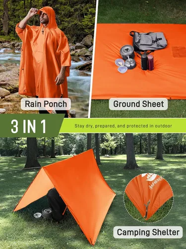 Vista 2 de Impermeable con capucha estilo poncho, para hombres y mujeres