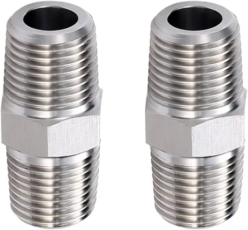 Vista 8 de Boquilla hexagonal NPT macho de 1 pulgada a macho de 1 pulgada, accesorios de tubería roscados de acero inoxidable 304 (paquete de 2)