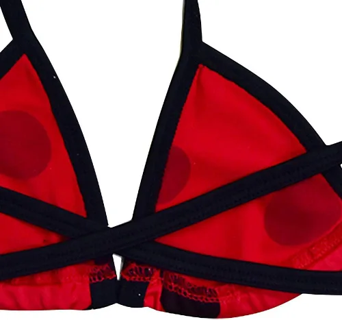Vista 3 de Lito Angels Traje de baño de lunares para niñas, traje de baño junto a la piscina, tankini triangular, bikini de dos piezas