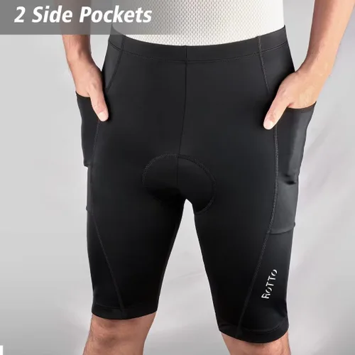 Vista 3 de ROTTO Pantalones cortos de ciclismo para hombre con acolchado de gel