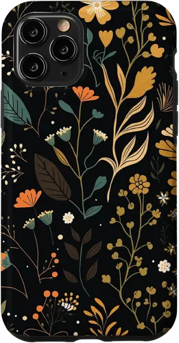 Vista 29 de Floral Aesthetic Simple Boho Modern Botanical Flowers Black Case for iPhone 17