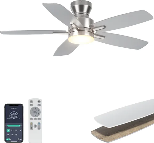 Vista 16 de Ohniyou Ventilador de techo de perfil bajo de 52 pulgadas, sin luz, para Blanco