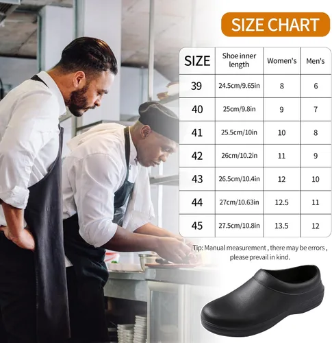 Vista 2 de Zapatos unisex antideslizantes para servicio de alimentos, impermeables, resistentes al aceite, zuecos de trabajo de cocina, cómodos zapatos