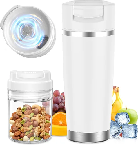 Vista 9 de Licuadora portátil con vaso aislado al vacío, licuadora personal recargable inalámbrica de 20 onzas, botella de mezcla de acero inoxidable de 120 W