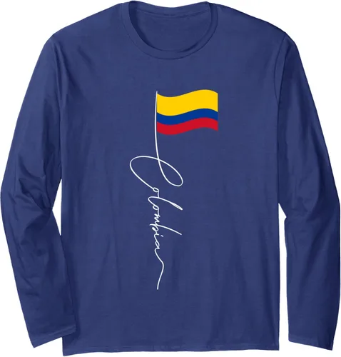 Vista 5 de Polo de bandera de Colombia Signature - Camiseta patriótica de manga larga con bandera colombiana, Negro