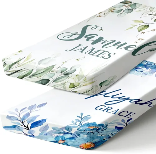 Vista 24 de Sábanas de bebé personalizadas para cuna con nombre, ropa de cama de bebé personalizada de 2 piezas para niños y niñas, sábanas ajustables