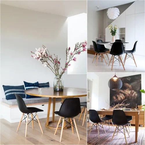 Vista 7 de Furmax Silla de comedor de estilo moderno, silla DSW moderna de mediados de siglo, silla de plástico Shell Lounge para cocina, comedor, dormitorio