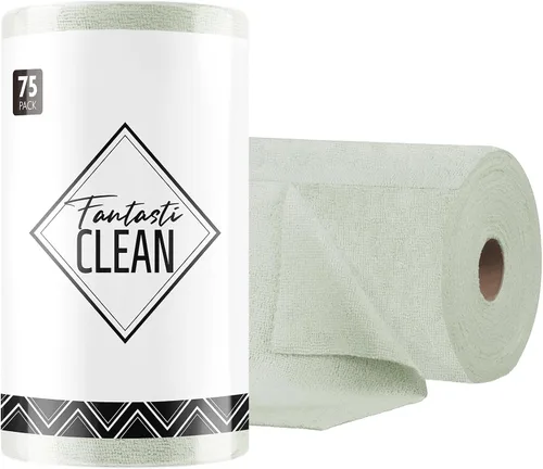 Vista 37 de Fantasticlean - Rollo de paño de limpieza de microfibra, 75 hojas, 12 x 12 pulgadas (beige) Super Absorbent, Lint-free, Tear-away Microfiber Towel