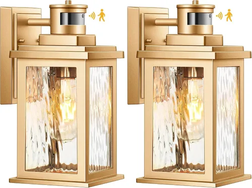 Vista 15 de VIANIS Luces para exteriores con sensor de movimiento, iluminación de anochecer a amanecer para casa, luces de grano de madera para garaje, farol