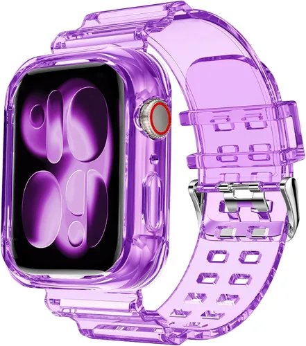 Vista 34 de DABAOZA Compatible con correa transparente de Apple Watch de 1.772 in y Purpurina transparente.