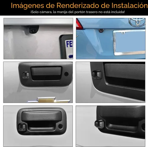 Vista 6 de NATIKA Cámara de retroceso/visión frontal, IP69K, impermeable, gran visión nocturna, HD y súper gran angular, de metal, estilo OEM, cámara de Negro