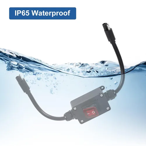 Vista 3 de Interruptor de alimentación en línea de 12 V, conector SAE impermeable briidea IP65 con indicador LED retroiluminado, cable de 14 AWG, ideal