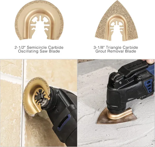 Vista 6 de WORKPRO 25 piezas de accesorios oscilantes multiherramienta, hojas de sierra oscilantes de liberación rápida para cortar madera y metal, plástico