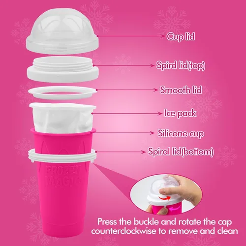 Vista 4 de 3 Vasos Hacedores de Granizados DIY – Vasos Mágicos de Smoothies Congelados Rápidos para Batidos de Leche Caseros y Hacedor de Helado, Vaso