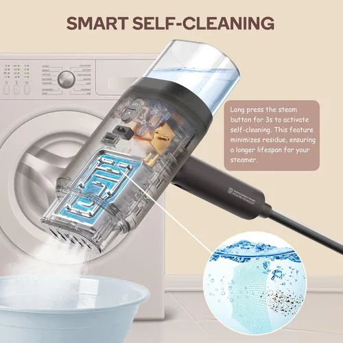 Vista 8 de Newbealer Pro Business Travel Steamer, 1200 W de doble voltaje, 6.1 fl oz (marrón) Foldable & 20s Fast Heat, 360° Anti-Spill Garment Steamer